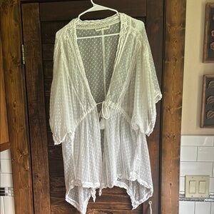 Abercrombie & Fitch White Eyelet Lace Swim Coverup